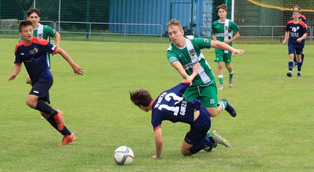 Siedmiu chłopców na boisku
