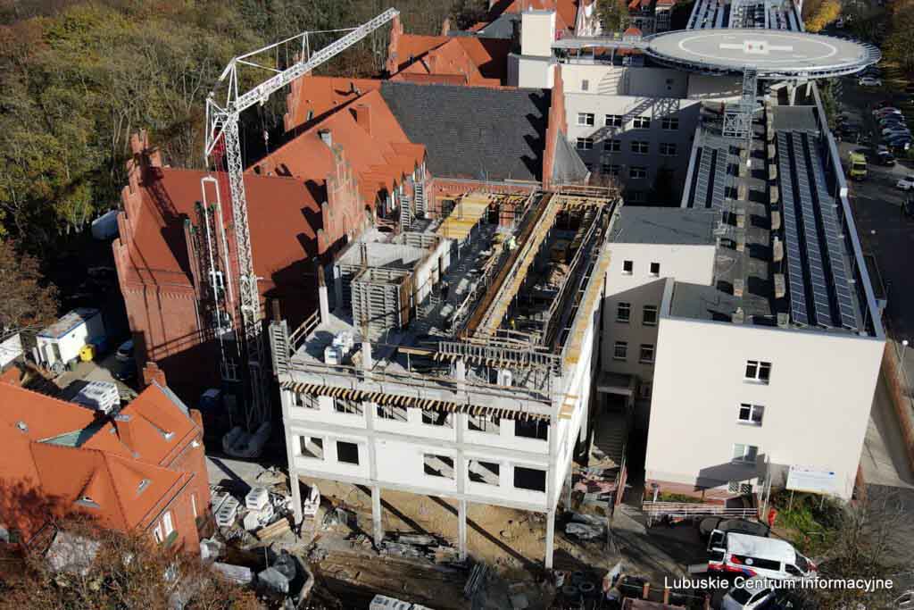 Plac budowy budynki, w którym będą mieścić się Oddziały Okulistyki oraz Anestezjologii i Intensywnej Terapii