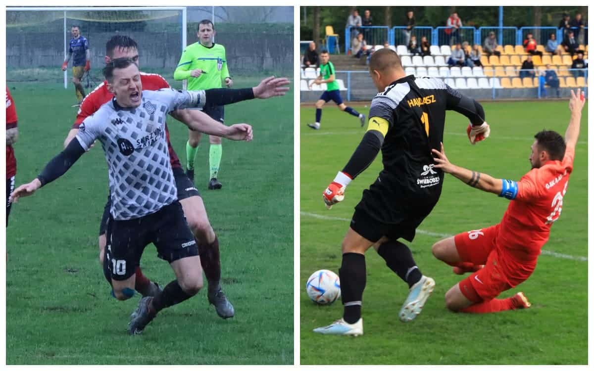 Mężczyźni grający w piłkę  IV liga nadrabia zaległości Czas na hit Odra kontra Odra