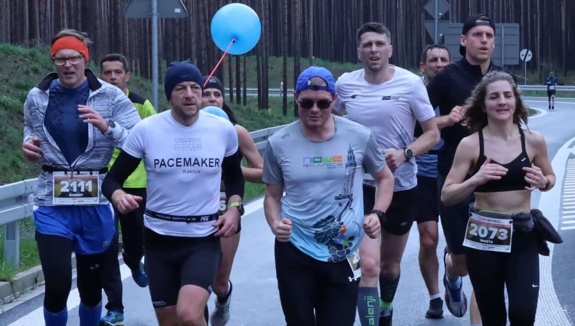 Dziesięć biegnących osób  I Sinersio Półmaraton Zielona Góra Prawie 300 biegaczy na trasie DUUUŻO ZDJĘĆ