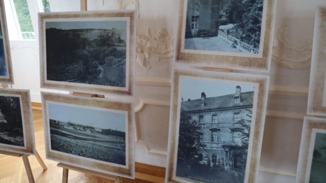 Konferencja prasowa w sprawie rewitalizacji parku przy pałacu w Zaborze