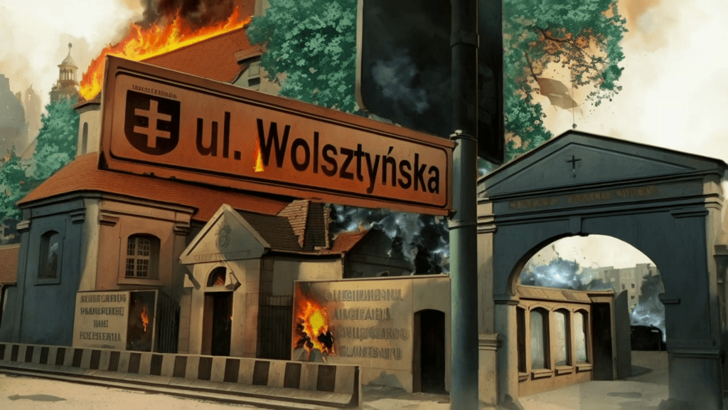 Animacja, na której płonie budynek