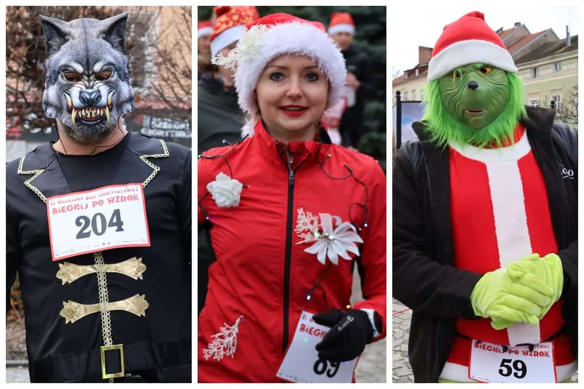 Fotoram.io Biegacze w przebraniach Wilkołaka Świętego Mikołaja i Grincha Charytatywny Bieg Wigilijny w Nowej Soli Brawo Klub Mam DUUUŻO ZDJĘĆ