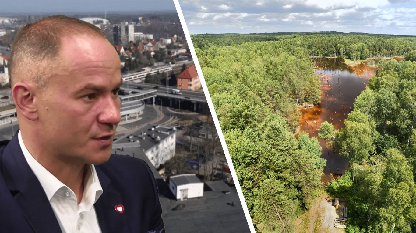 Radosław Brodzik oraz fragment parku  Radosław Brodzik nowym dyrektorem EUWT Geopark Łuk Mużakowa