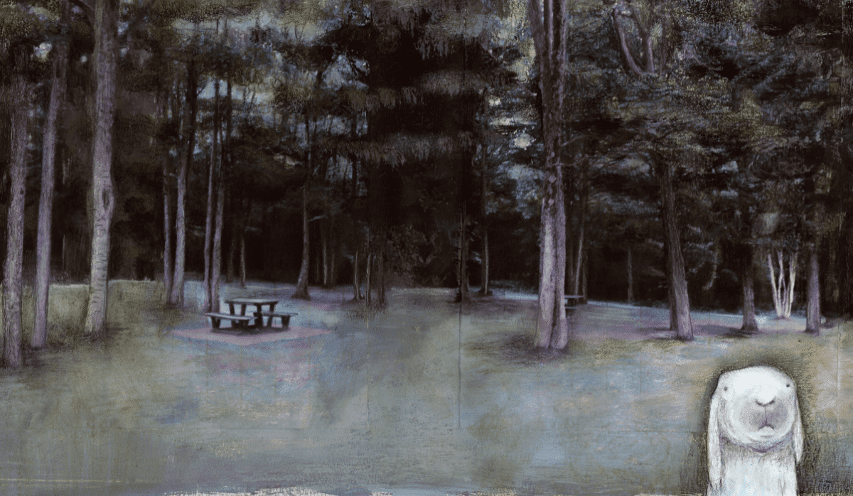 Plakat sztuki "O tym można rozmawiać tylko z królikami" Nastoletni chłopiec pełen wątpliwości Wzruszenie w Lubuskim Teatrze