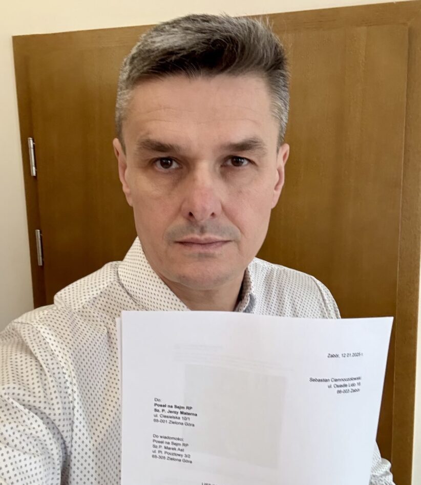 Sebastian Ciemnoczołowski list do pis Groźby śmierci wobec lubuskiego wicemarszałka Sebastiana Ciemnoczołowskiego