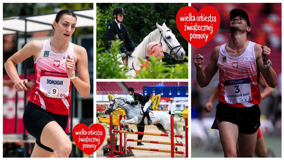 Kolaż ze zdjęć dwojga sportowców  Olimpijczycy grają z Wielką Orkiestrą Świątecznej Pomocy