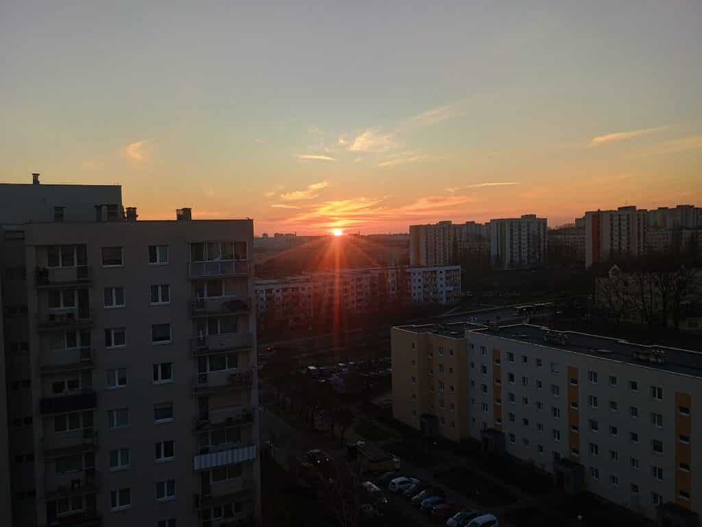 Wschód słońca w Zielonej Górze