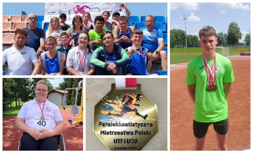 Kolaż ze zdjęć młodych ludzi w sportowych strojach