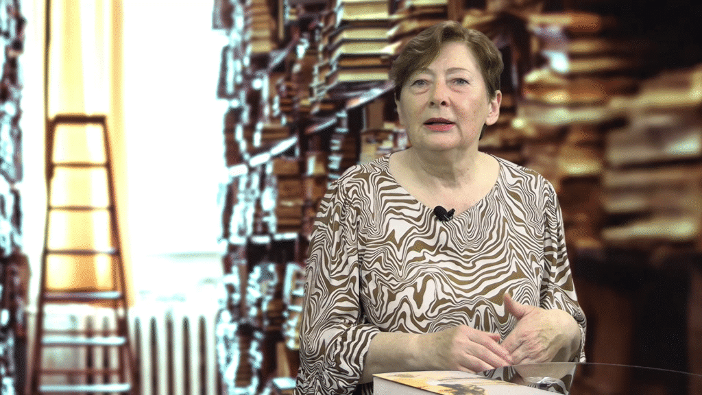 Pisarka Zofia Mąkosa podczas wywiadu w studiu LCI.