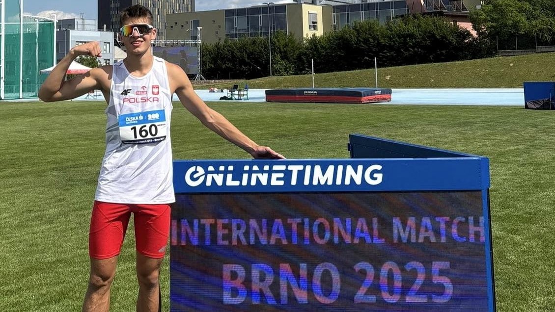 Mateusz Posmyk Młody mężczyzna w sportowym stroju Posmyk z życiówką i najlepszym wynikiem w reprezentacji