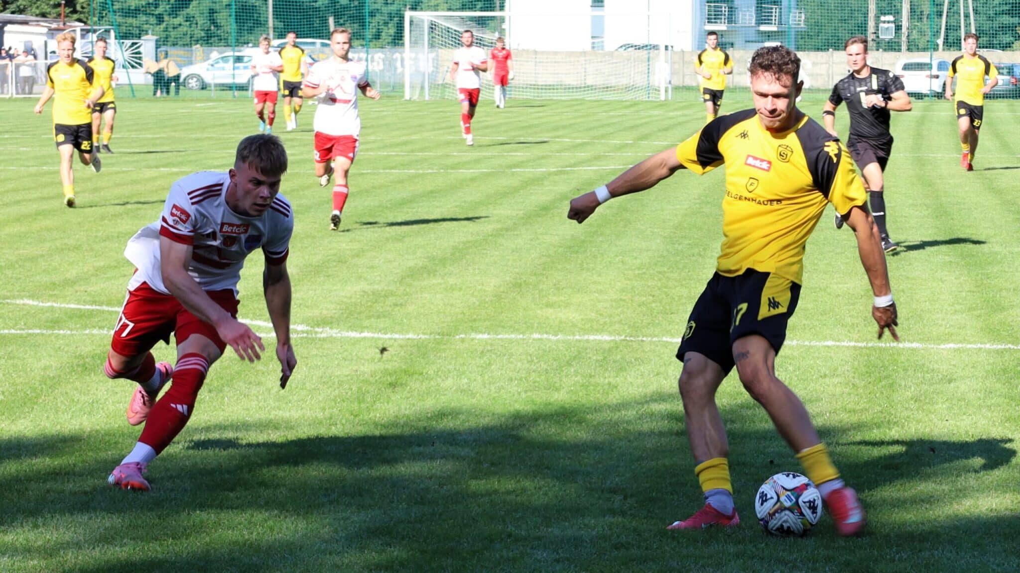 Kilkunastu mężczyzn na boisku  Zwycięstwa Lechii i Warty Remisy Cariny i Stali WYNIKI WIDEO