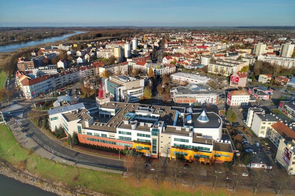 Słubice z drona, fot. Grzegorz Walkowski