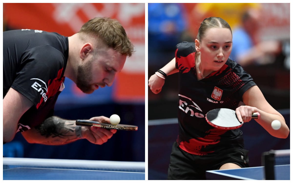 Igor Misztal i Magdalena Sutkowska-Pawłasek Mężczyzna i kobieta grający w tenisa stołowego Dwa brązowe medale dla Startu