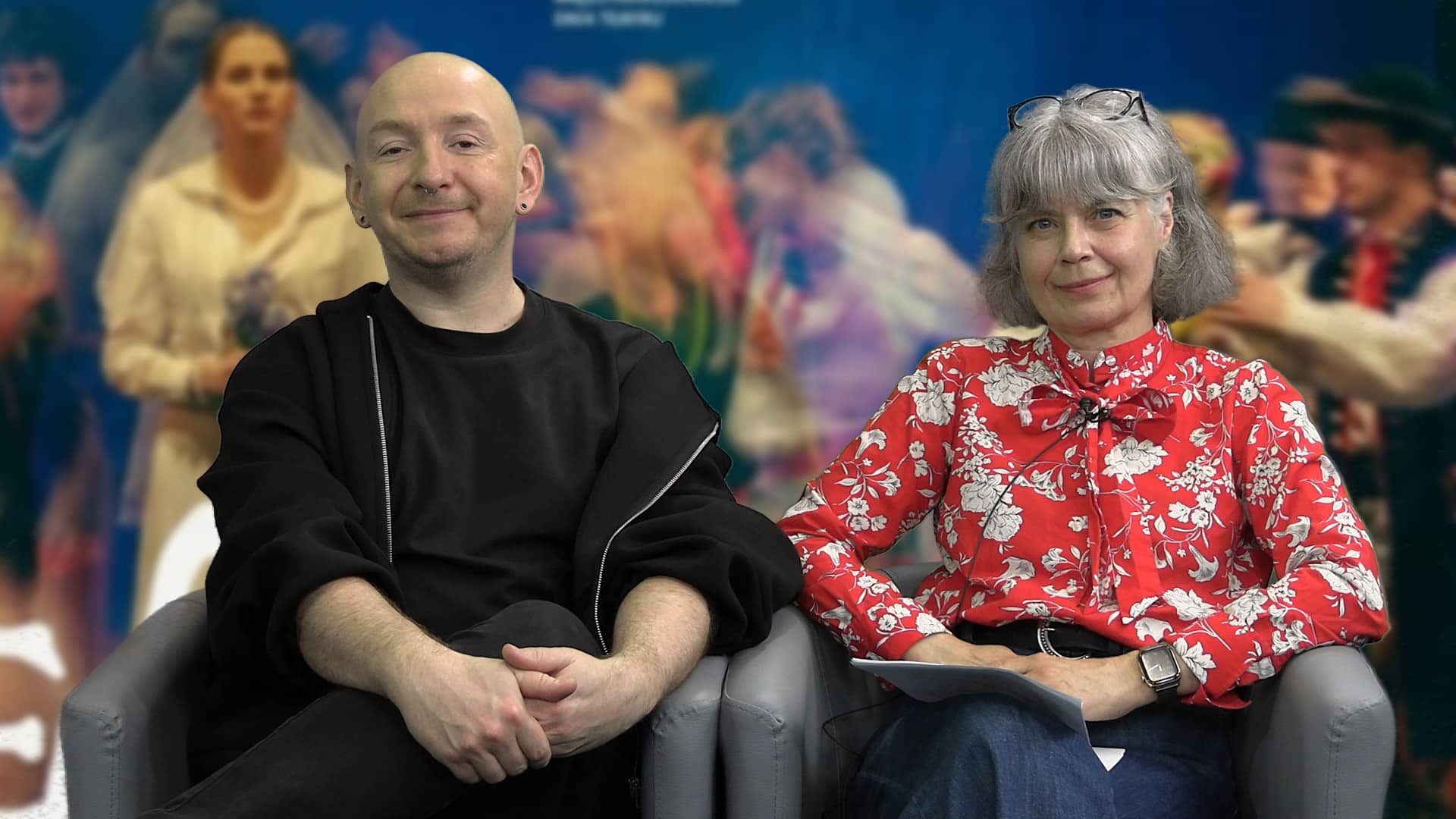 Marek Zadłużny i Magdalena Faron w studio LCI Magda Faron i Marek Zadłużny Teatr który się czuje Ederlezi w Bibliotece Norwida