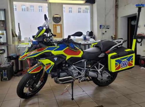Motoambulans zielonogóskiego pogotowia Fot Wojewódzka Stacja Pogotowia Ratunkowego  W Zielonej Górze pogotowie przyjedzie motocyklem WIDEO